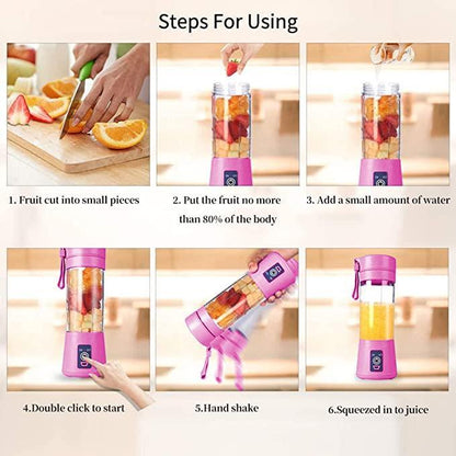 Portable Electric USB Juice Maker Bottle | Blender Grinder Mixer | Rechargeable Bottle with 6 Blades